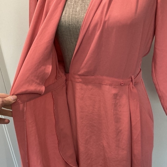 Aritzia Wilfred Wrap Dress Belted Mini Franca Coral Pink Long Sleeve - Picture 8 of 10